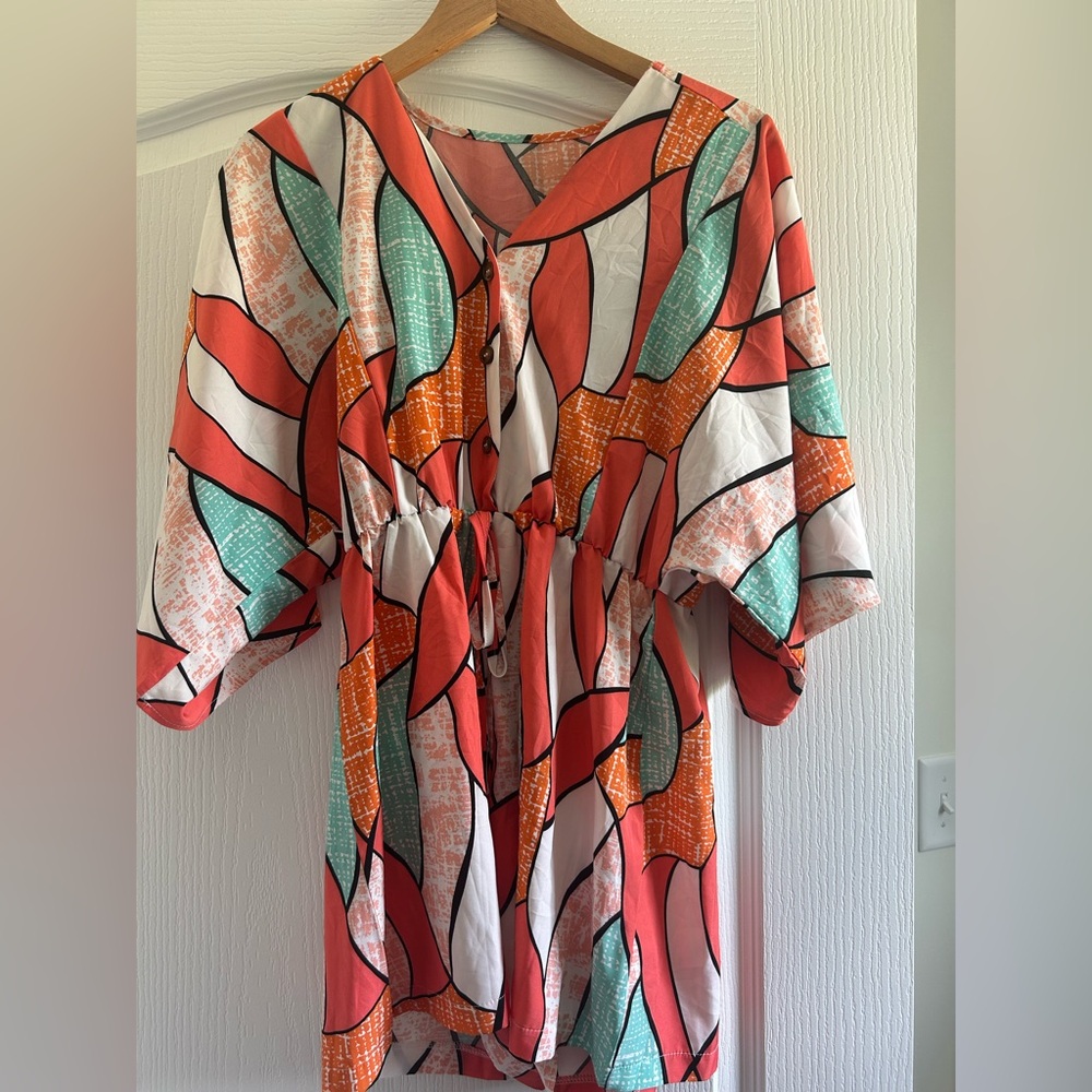 SHEIN Colorful Abstract Patterned Romper